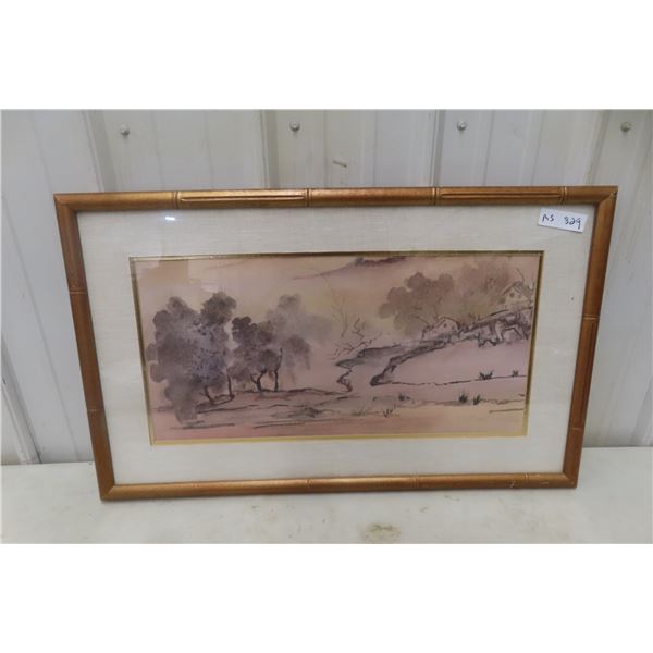 Framed Watercolour, 30" × 19"