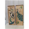 Image 1 : MCM Mosaic Wall Art Panels with Crane and Peacock, Each 13" × 37"