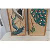 Image 4 : MCM Mosaic Wall Art Panels with Crane and Peacock, Each 13" × 37"