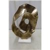 Image 1 : Abstract Sculpture with Gold Finish on Marble Base, 17" × 10"