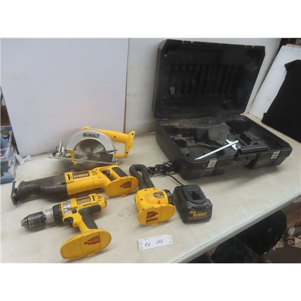 DeWalt 18V Kit: Recip Saw, ½" Drill/Driver, 6½" Circular Saw, Flashlight, Charger