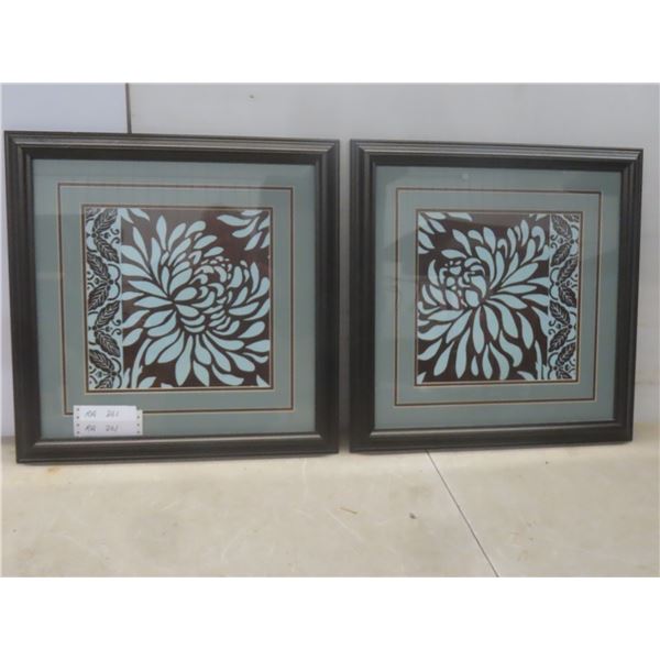 2 Framed Pictures, 21" × 21"
