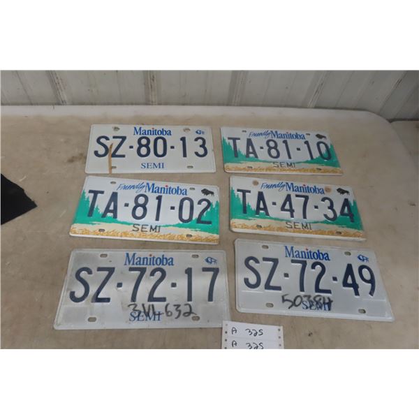 6 Manitoba Semi Licence Plates