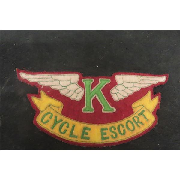 Vintage Motorcycle Patch, K Cycle Escort, 4" × 10"
