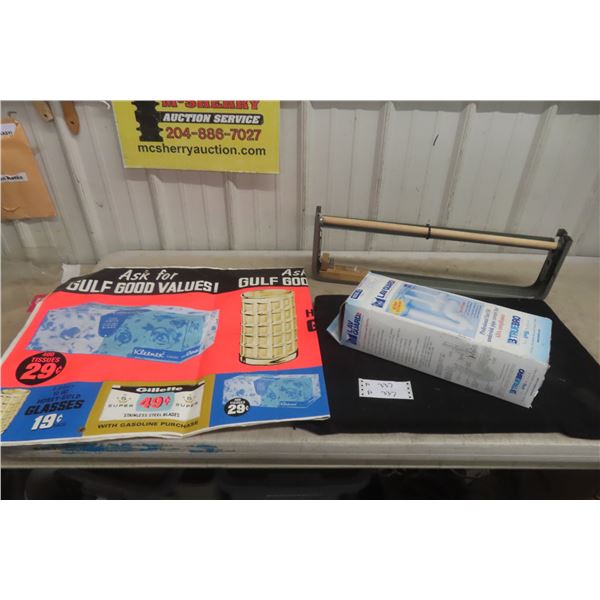 Vintage Gulf Gas Station Advertising Poster Paper Roll Dispenser and Lav Guard Kit