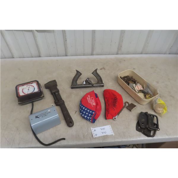 Wrench, Railroad Stanley, Fuel Pump, Gasket and Old Hardware Pieces
