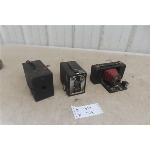 Old Camera Lot: Brownie Folding No. 2, Brownie Target Six-20 and Another Box Camera