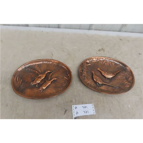 2 Copper/Display Pheasants/Ducks, 9" × 12"