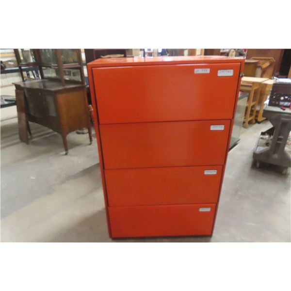 Lateral Metal 4-Drawer Filing Cabinet with Key, 56" × 36" × 18"