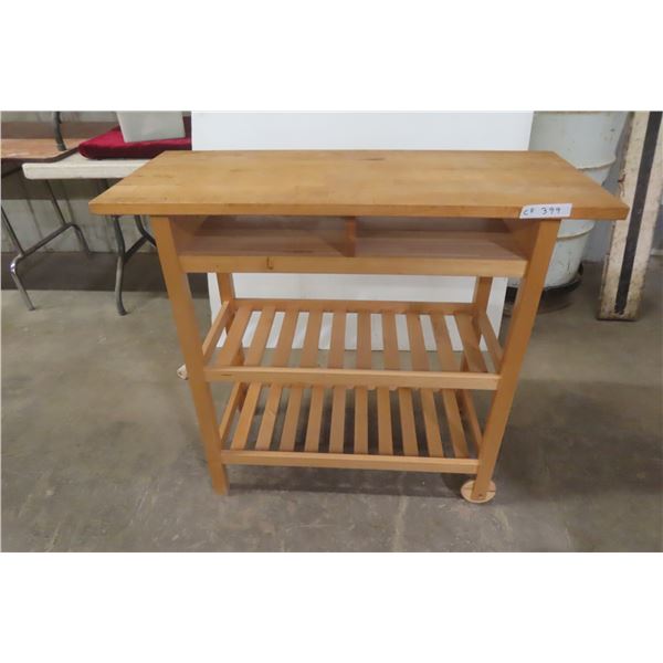 Rolling Kitchen Server/Island, 35" × 39" × 17"