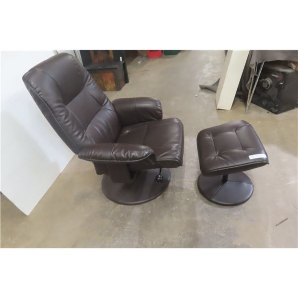 Leather/Leather-Style Swivel Chair and Ottoman