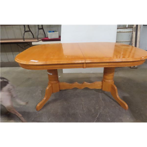 Double Pedestal Table, 30" × 42" × 59", Plus Leaf