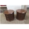Image 1 : 2 Drum End Tables, 22" High, 24" Diameter