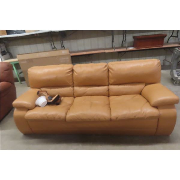 Leather/Leather-Style Couch, 88" Wide