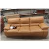 Image 1 : Leather/Leather-Style Couch, 88" Wide
