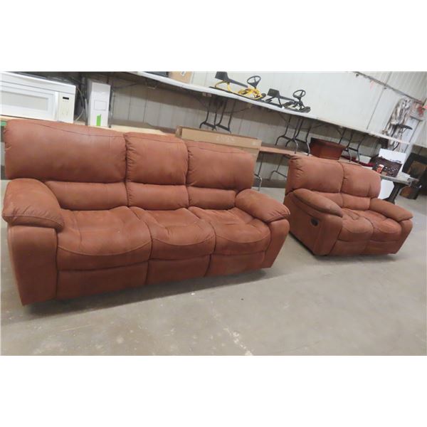 Micro Suede Reclining Couch (88" Wide) and Reclining Love Seat (66" Wide)
