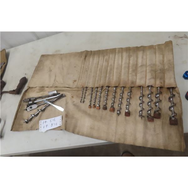 Brace and Drill Bits, Old Press Drill, Wood Bit Organizer