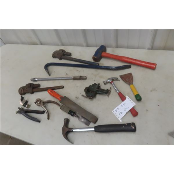 Wrecking Bar, Sledge Hammer, Pipe Wrench, 1/2" Crowbar and More