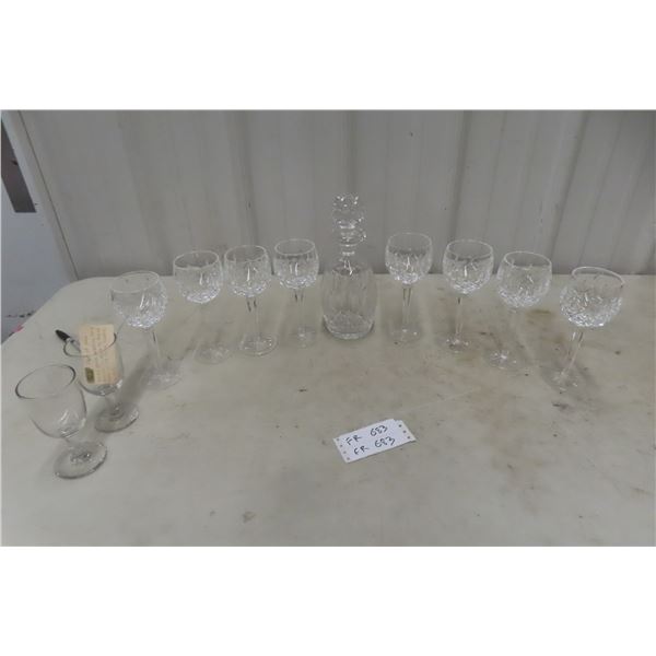 Crystal Decanter and 8 Goblets
