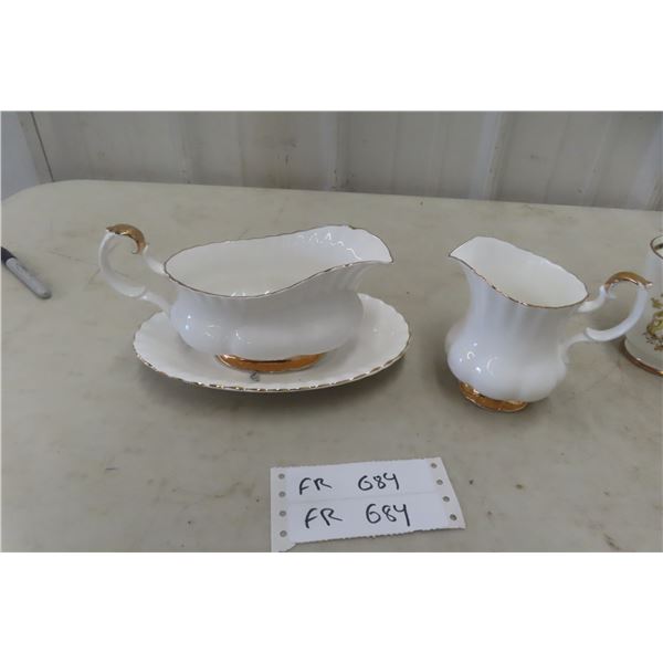 Royal Albert Gravy Boat, Tray and Creamer