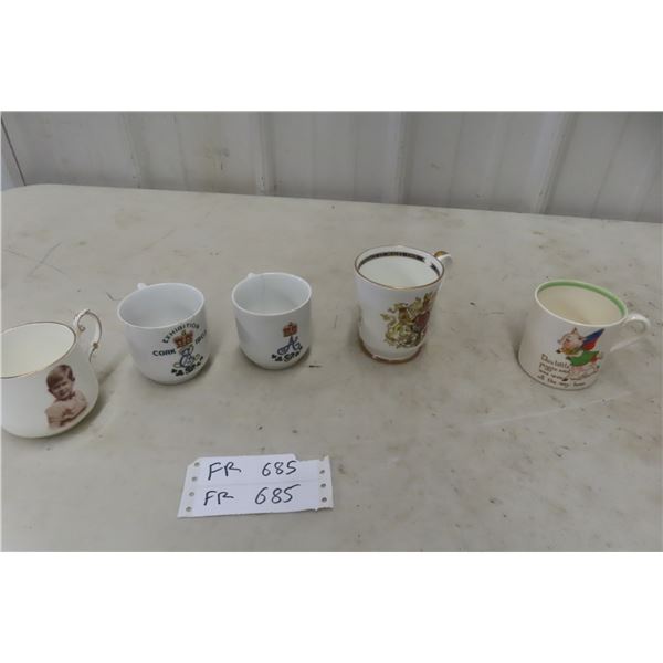 Lot of Vintage Royal Commemorative and Nursery China Mugs Including Paragon and Aynsley