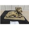 Image 1 : Vintage Rock O'Stone Terrier Dog Lamp Figurine Chalkware Sculpture on Base 7½" High, 12" Base Long