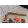 Image 2 : Antique Flat Irons, Wooden Spool Winder, Singer Buttonholer, Agfalux Flash and More