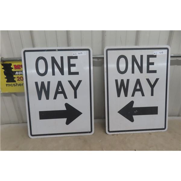 2 One-Way Traffic Signs, 18" × 24"