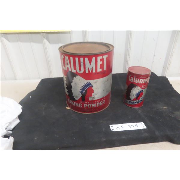 2 Calumet Baking Powder Tins with Graphics of Proud Chef