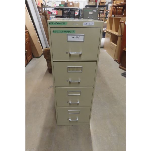 Beige 4-Drawer Filing Cabinet, 28" × 18" × 51"