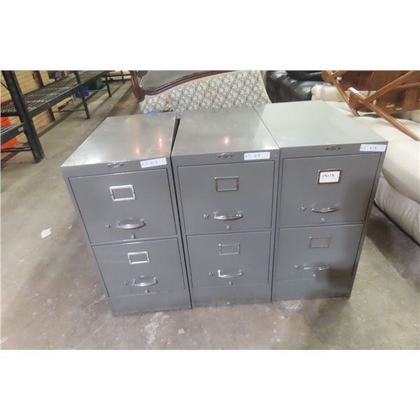 3 Metal 2-Drawer Filing Cabinets, 30½" × 18" × 28"