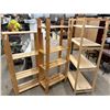 Image 1 : 3 Adjustable Wood Shelving Units: 70" × 35" × 20", 58" × 30" × 13" and 68" × 30" × 13"