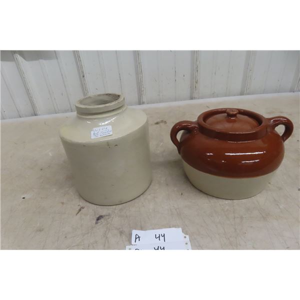Red Wing Stoneware Pickle Crock and Red Wing Pottery Stoneware Bean Pot