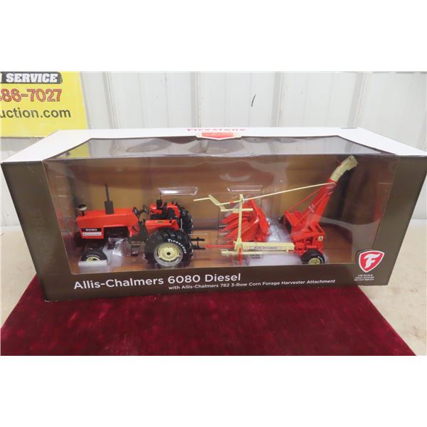 Firestone Collectible #0847/2500 Allis-Chalmers 6080-D – 1/16 Scale with 782 3-Row Corn Har