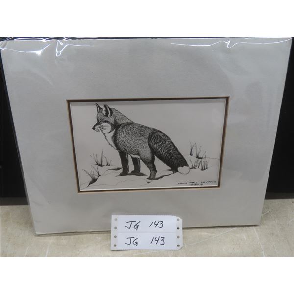 Matted Pen and Ink Picture — 1999 — by John Paul Levand of Ojibway Heritage
