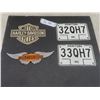 Image 1 : Two Never-Used 1983 Manitoba Motorcycle Plates and Two Harley Davidson Patches