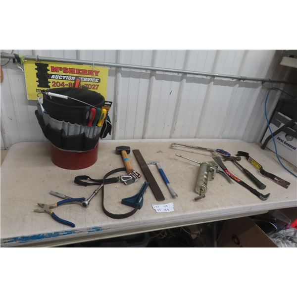 Pail Organizer, In-Hand Tool Accessories, Ratchet, Nail Puller and Screwdriver Set Plus