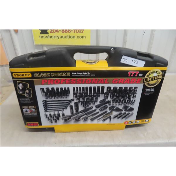 New Stanley Black Chrome 177-Piece Socket Set (1/2", 3/8", 1/4")