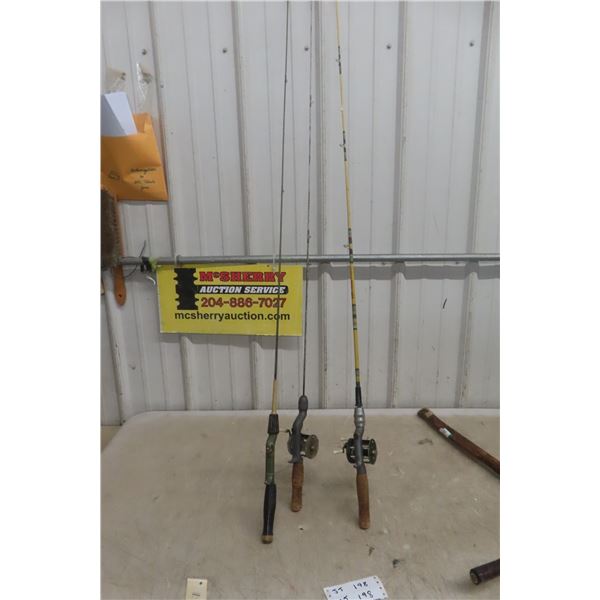 3 Vintage Fishing Rods and 2 Reels