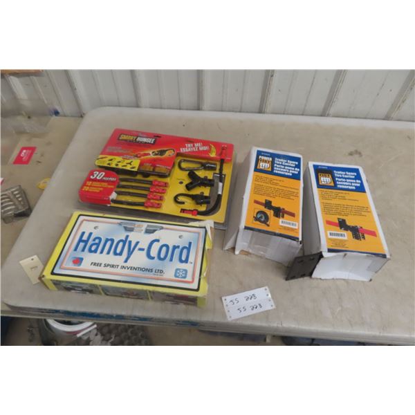 Bungee Cords, 2 Trailer Spare Tire Carriers and Handy Cord Mount – All New