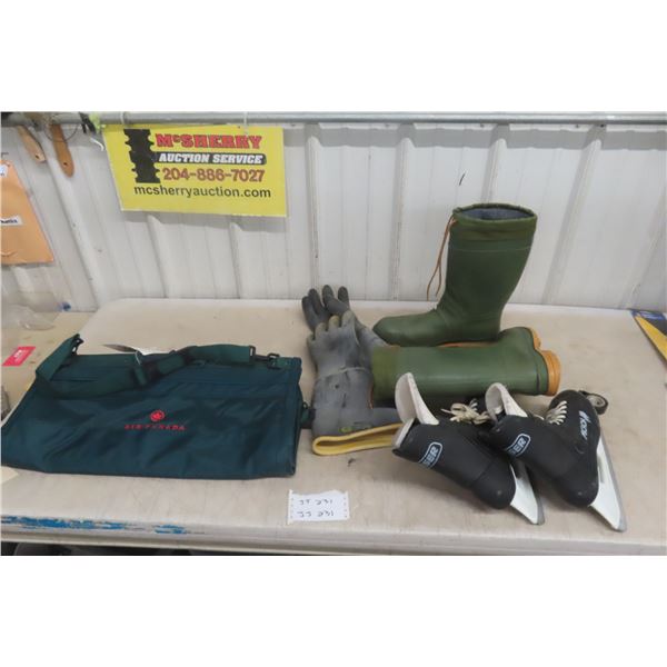 Air Canada Carry-On, Insulated Safety Gloves, Micron 9 Skates and Insulated Rubber Boots – Size 11