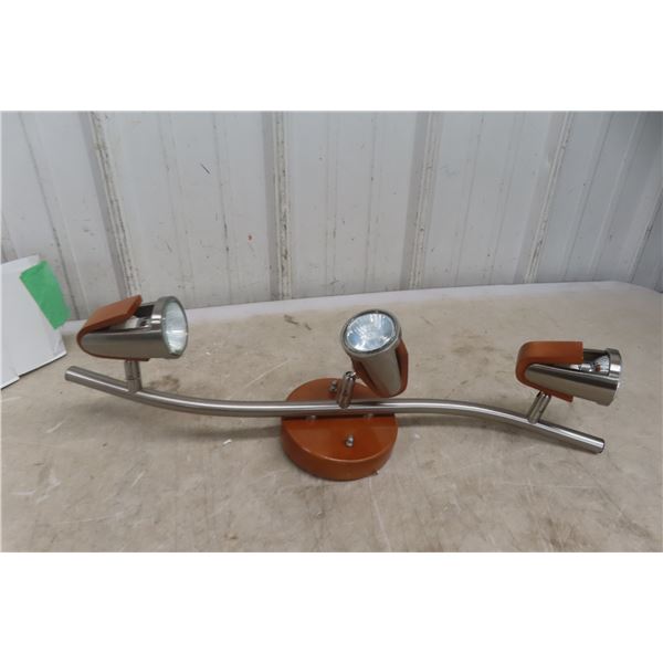 New 3-Head Wall Light Fixture – Wood Trimmed