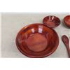 Image 2 : New Turned Wood Salad Bowl Set with Utensils – 9 Pieces