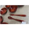 Image 3 : New Turned Wood Salad Bowl Set with Utensils – 9 Pieces
