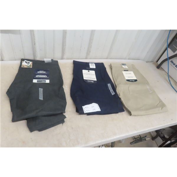 Three New Denver Hayes Khaki Pants – Navy, Black & Beige (42"W x 32")
