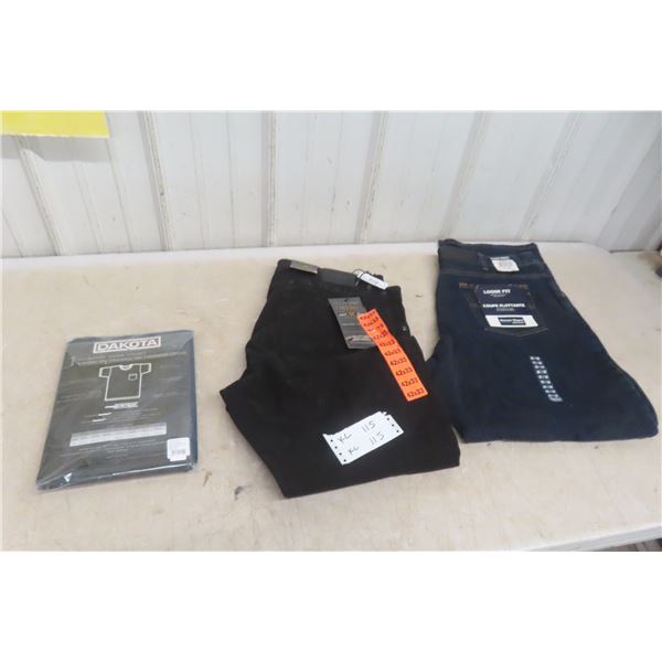 New Denver Hayes Jeans, New Urban Star Black Jeans (42"W x 32") and New Dakota 2XL Pocket T-Shirt
