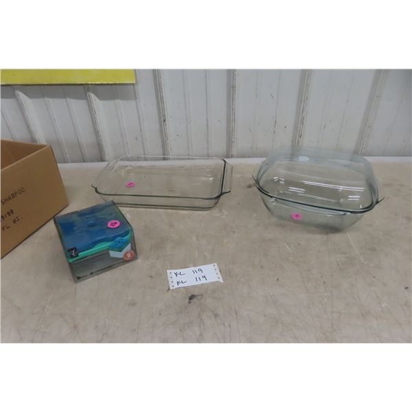 Vintage Pyrex Glass Roasting Pan with Lid, Rectangular Glass Baking Dish (16" x 9") and More