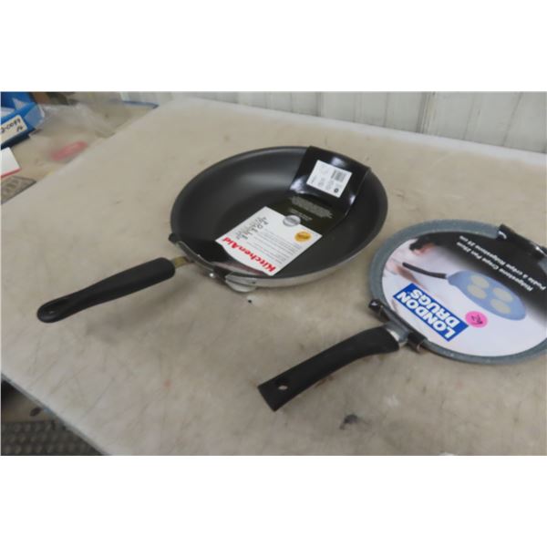 New KitchenAid 12" Non-Stick Fry Pan and Ridgestone 9-3/4" Crepe Pan