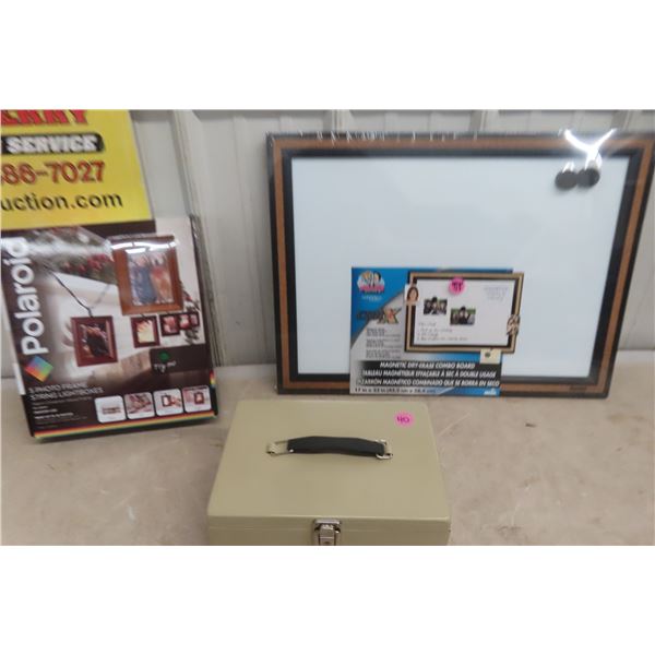 New Polaroid 5 Photo Frame String Light Boxes, Money Box & Tray and Magnet Dry Erase Board