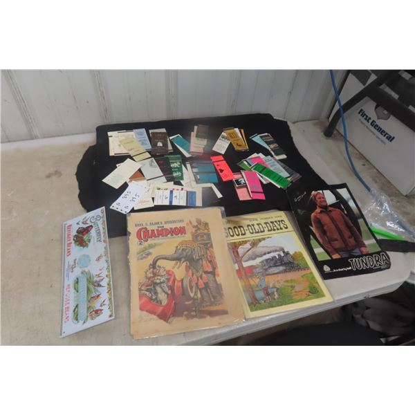 Vintage Lot Matchbooks Packard Hubcap Honey Tin Meat Grinder Champion Comic and More